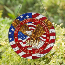 Bald Eagle American Flag 250 Years 1776-2026 - USA 250th Anniversary Gift for Veterans Stained Glass Suncatcher
