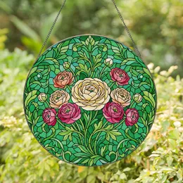 Ranunculus Flowers Stained Glass Mosaic - Tiffany Style Jewel Tone Botanical Art Decor Gift Stained Glass Suncatcher