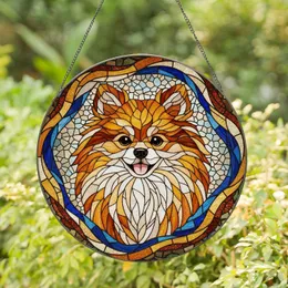 Fluffy Pomeranian Dog Stained Glass Tiffany Style Abstract Mosaic Art - Pet Lover Gift Stained Glass Suncatcher