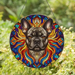 Brindle French Bulldog Stained Glass Tiffany Mosaic Art - Jewel Tones & Intricate Patterns Stained Glass Suncatcher