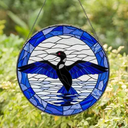Black Bird Blue Wing Stained Glass Mosaic - Tiffany Style Bird Lover Home Decor Gift Stained Glass Suncatcher