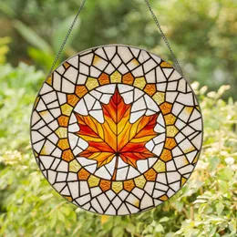 Autumn Maple Leaf Stained Glass Tiffany Design - Jewel Tone Mosaic Fall Decor Gift Stained Glass Suncatcher