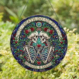 Skeletal Couple "Til Death Do Us Part" Michael & Sarah Stained Glass Wedding Gift 2024 Stained Glass Suncatcher