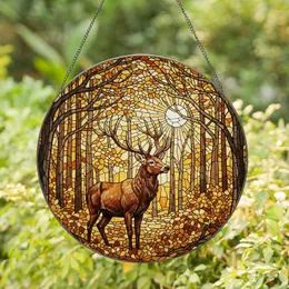 Majestic Stag Antlers Autumn Forest Tiffany Stained Glass Style Sunlight Decor Stained Glass Suncatcher
