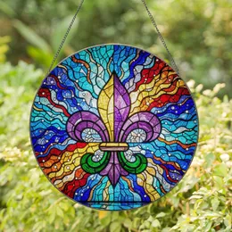 Fleur-de-lis Stained Glass Tiffany Style Jewel Tone Mosaic Art - Intricate Home Decor Stained Glass Suncatcher