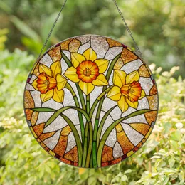 Stained Glass Daffodil Bouquet Mosaic - Colorful Spring Garden Home Decoration Gift for Her Stained Glass Suncatcher