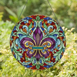 Fleur-de-lis Stained Glass - Tiffany Style Ornate Mosaic Tapestry Motifs Home Decor Stained Glass Suncatcher