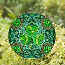 Three-Leaf Shamrock Celtic Knot Emerald Green Glass - St. Patrick's Day Irish Decor Stained Glass Suncatcher