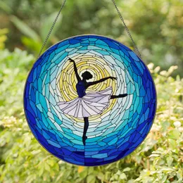 Tiffany Style Stained Glass Ballerina Art - Blue Aqua Wave Mosaic Home Decor Stained Glass Suncatcher