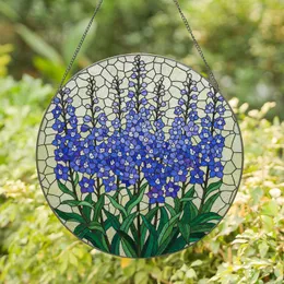 Blue Purple Delphinium Stained Glass Flowers - Tiffany Style Jewel Tone Garden Art Stained Glass Suncatcher