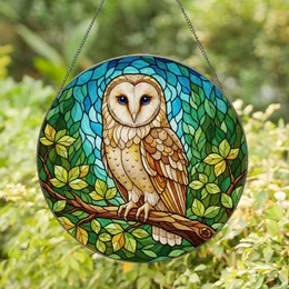 Majestic Barn Owl Stained Glass Tiffany Style Art - Intricate Nature Wildlife Bird Gift Stained Glass Suncatcher