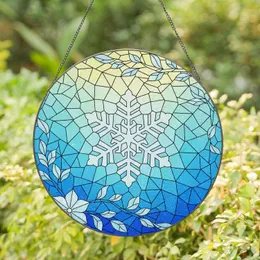 Glistening Snowflake Frosty Branches Jewel Tone Mosaic Abstract Tiffany Glass Style Stained Glass Suncatcher