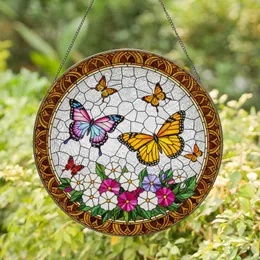 Monarch & Iridescent Butterfly Stained Glass Suncatcher - Tiffany Jewel Tone Window Art