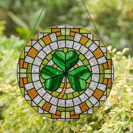 Tiffany Style Emerald Green Stained Glass Shamrock Heart Leaves - Irish Luck St. Patrick's Day Gift Stained Glass Suncatcher