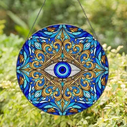 Blue Evil Eye Nazar Mandala Stained Glass Protective Ward Tiffany Art Window Decor Stained Glass Suncatcher