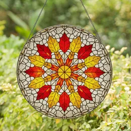 Autumn Maple Leaves Stained Glass Mosaic Art - Tiffany Style Jewel Tone Window Panel Stained Glass Suncatcher