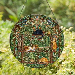 Stained Glass Cats Plant Shelf Houseplants Mosaic Home Decor Gift for Cat Lovers Stained Glass Suncatcher