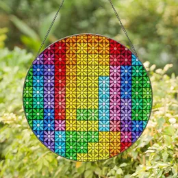Tiffany Stained Glass Daisy Floral Mosaic Rainbow - Glowing Full Spectrum Flower Art Stained Glass Suncatcher