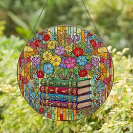 Tiffany Stained Glass Books Flowers Mosaic - Abundant Blooming Floral Vines Cascade Stained Glass Suncatcher