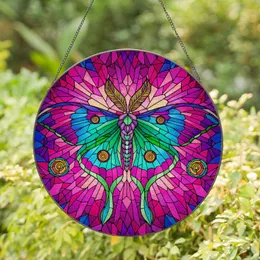 Luna Moth Stained Glass Tiffany Art Mosaic - Jewel Tone Geometric Wings Nature Gift Stained Glass Suncatcher