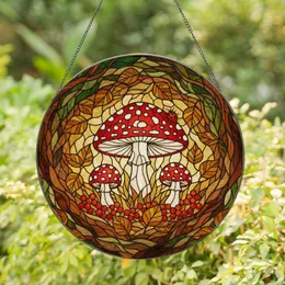 Toadstool Mushroom Ladybug Stained Glass Woodland Floor Red Berries Autumn Leaves Home Decor Stained Glass Suncatcher