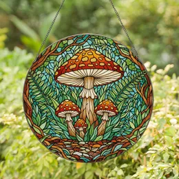 Tiffany Stained Glass Mushroom Forest Floor Art - Detailed Enchanted Woodland Decor Stained Glass Suncatcher