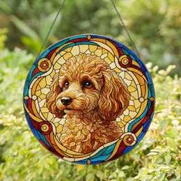 Apricot Toy Poodle Stained Glass Design - Intricate Edge-to-Edge Tiffany Jewel Tone Mosaic Stained Glass Suncatcher
