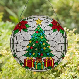 Christmas Tree Poinsettia Gift Boxes Snowflakes - Tiffany Style Holiday Decor Gift Stained Glass Suncatcher