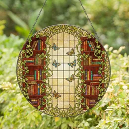 Tiffany Style Stained Glass Butterfly Arched Window Bookshelf Ivy Vines & Leaf Mosaic Stained Glass Suncatcher