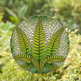Stained Glass Fern Fronds Mosaic - Glowing Tiffany Style Jewel Tones Intricate Art Stained Glass Suncatcher