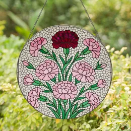 Tiffany Style Carnation Flower Art - Colorful Jewel Tone Stained Glass Decor Gift Stained Glass Suncatcher