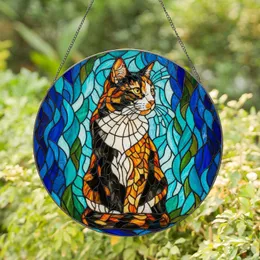 Calico Cat Stained Glass Mosaic Art - Intricate Tiffany Style Pet Home Decor Stained Glass Suncatcher
