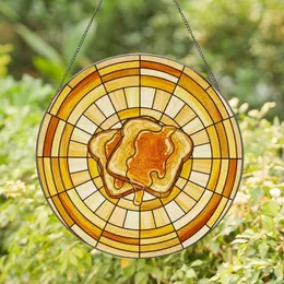 Golden Brown Toast Syrup Drip Tiffany Stained Glass Mosaic Art - Breakfast Kitchen Decor Stained Glass Suncatcher