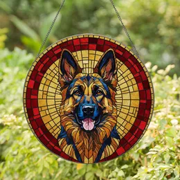 German Shepherd Dog Stained Glass Tiffany Style Mosaic Art - Intricate Home Decor Gift Stained Glass Suncatcher