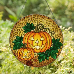 Tiffany Stained Glass Jack-O'-Lantern Pumpkins Mosaic Halloween Fall Window Art Stained Glass Suncatcher