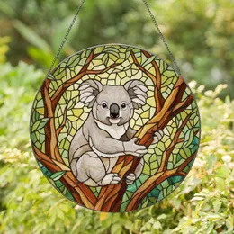 Koala Bear Eucalyptus Leaves Tiffany Stained Glass Mosaic - Dappled Sunlight Art Decor Stained Glass Suncatcher