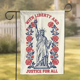 Statue of Liberty 1776-2026 USA 250th Anniversary - 'With Liberty & Justice For All' Garden Flag