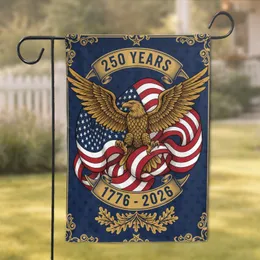 Gold Bald Eagle American Flag 1776-2026 - USA 250th Anniversary Independence Day Garden Flag