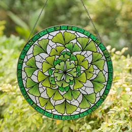 Ginkgo Biloba Leaves Stained Glass Tiffany Mosaic Decor - Botanical Green Art Stained Glass Suncatcher