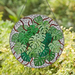 Monstera Leaves Stained Glass - Distinctive Split Leaf Tropical Botanical Mosaic Art Stained Glass Suncatcher
