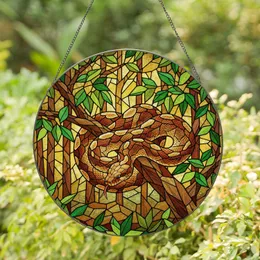 Intricate Coiled Python Stained Glass Tiffany Art - Forest Mosaic Dappled Sunlight Stained Glass Suncatcher