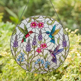 Intricate Vibrant Hummingbirds Floral Tiffany Stained Glass Style Jewel Tones Shimmering Mosaic Stained Glass Suncatcher