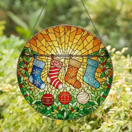 Intricate Christmas Stockings Ornaments Tiffany Stained Glass Mosaic Art - Holiday Gift Stained Glass Suncatcher