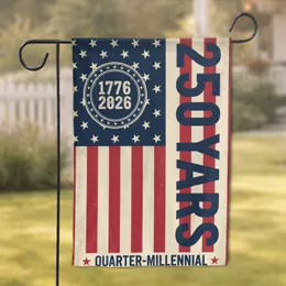 Distressed American Flag 1776-2026 - USA 250th Anniversary Quarter-Millennial Heritage Garden Flag