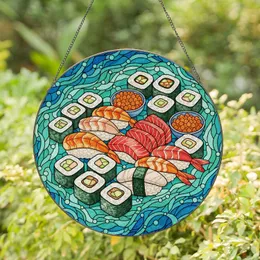 Sushi Platter Nigiri Sashimi Stained Glass Art - Tiffany Style Kitchen Decor Gift Stained Glass Suncatcher