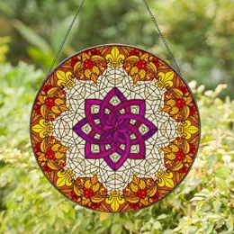 Highly Detailed Celtic Knot Fleur-de-lis Stained Glass Autumn Foliage Berries Mosaic Stained Glass Suncatcher