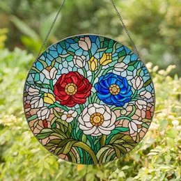 Intricate Stained Glass Floral Bouquet - Tiffany Style Jewel Tone Flower Mosaic Garden Art Stained Glass Suncatcher