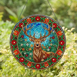 Tiffany Glass Stag Forest Mosaic - Intricate Antlers & Jewel Tone Nature Art Stained Glass Suncatcher