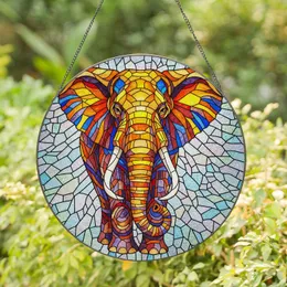 Majestic Elephant Stained Glass Mosaic Art - Intricate Tiffany Style Jewel Tones Stained Glass Suncatcher