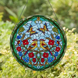 Tiffany Stained Glass Birds Butterflies Wildflowers Wheat - Nature Home Decor Gift Stained Glass Suncatcher